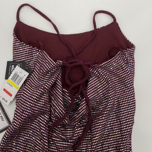 City Studio Slim Red Juniors' Sparkle Cowl-Back Bodycon Dress Size Medium - Picture 8 of 10
